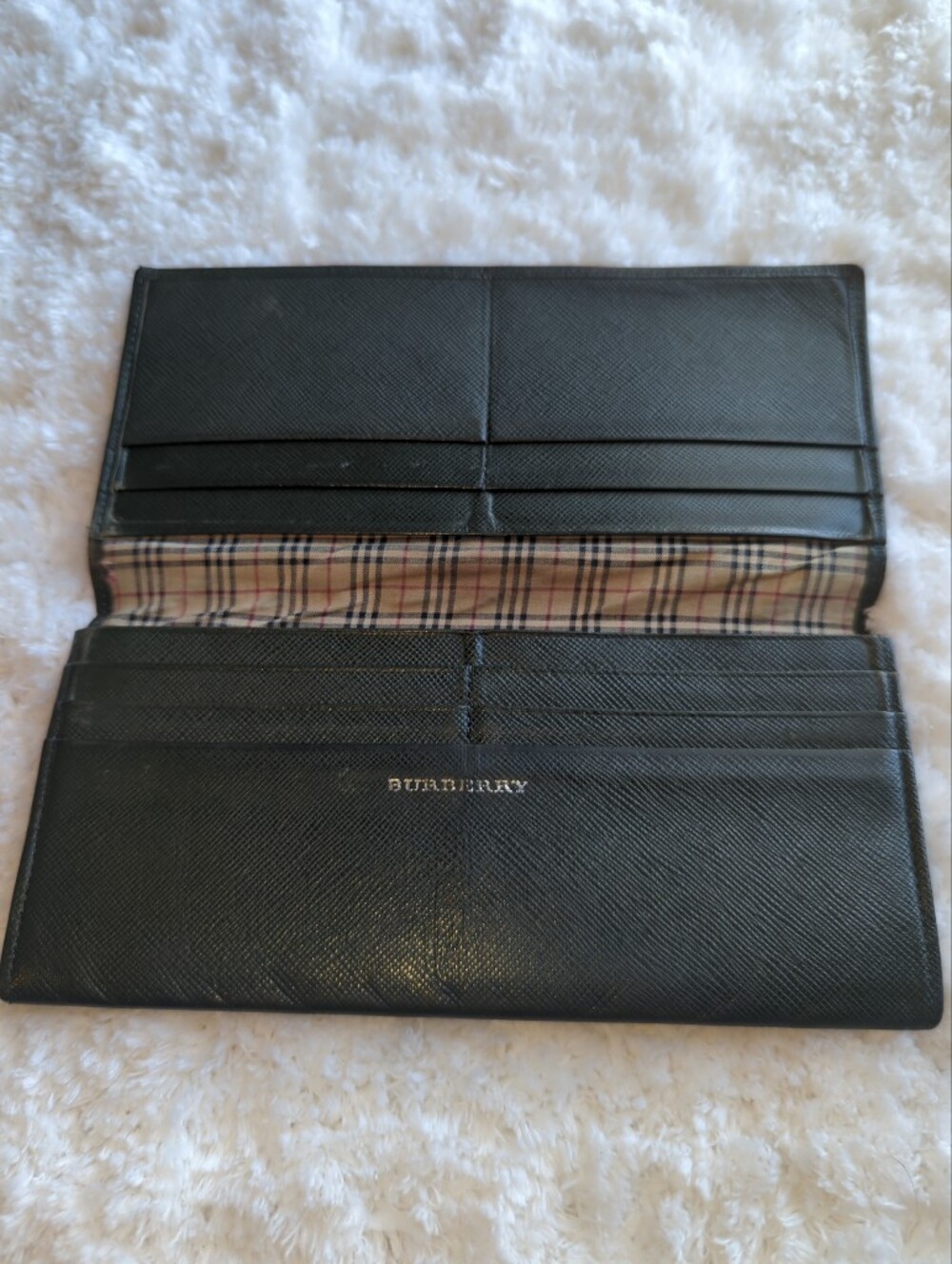 Burberry Forest Green Leather Slim Card Wallet with Signature Check Lining